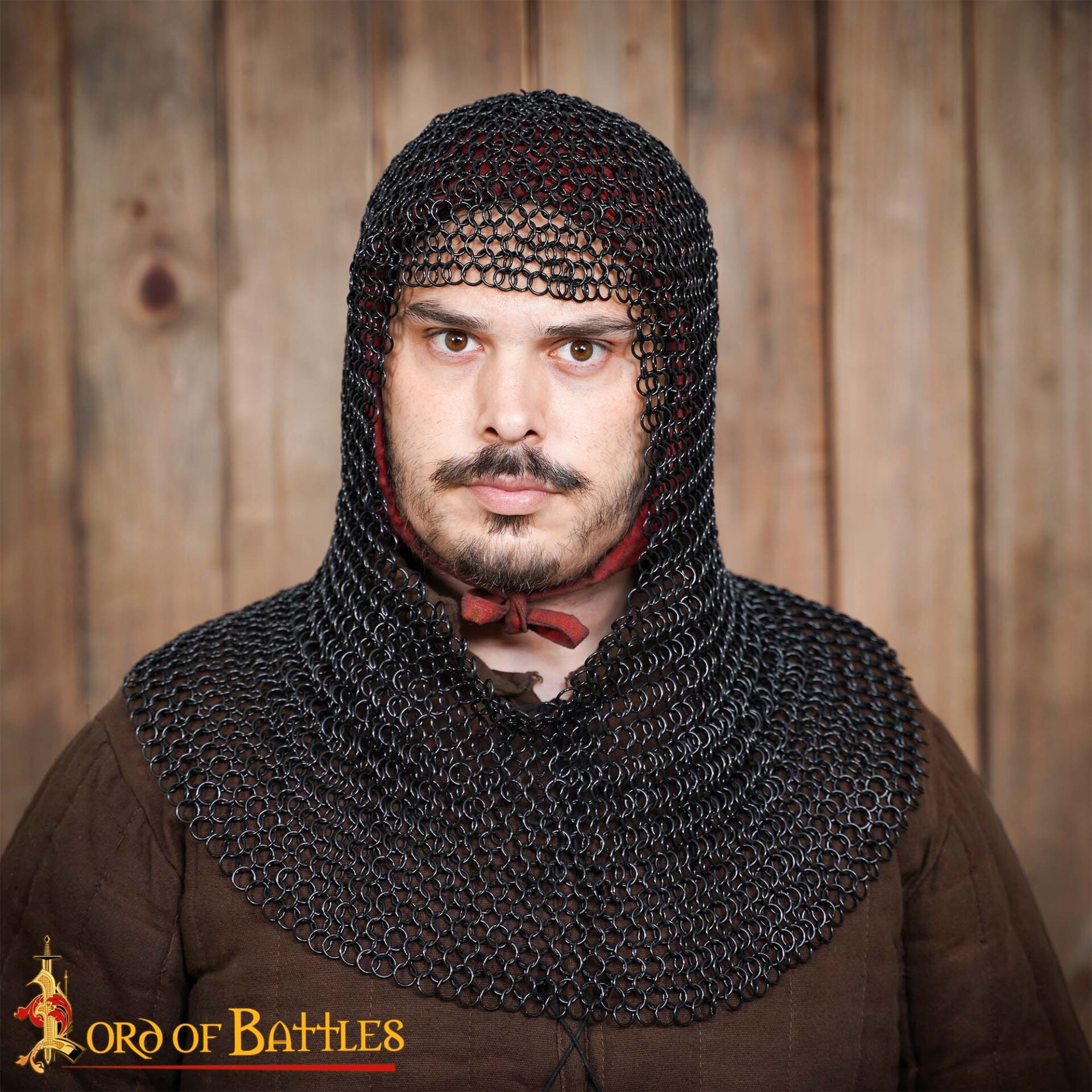 Kettenhaube, ID10, gebogene Ringe, brüniert