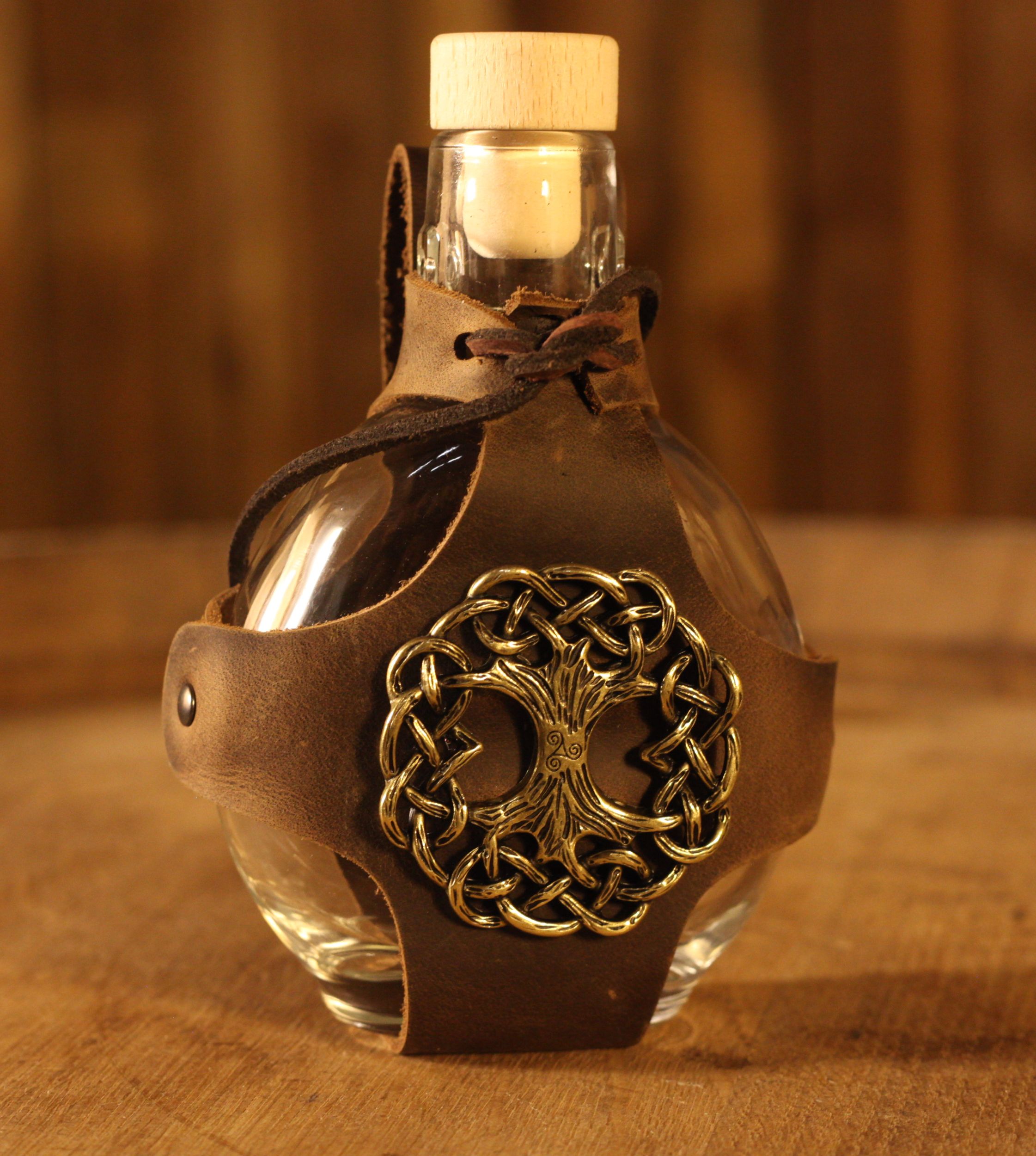 Flachmann mit Halter, 200ml, Lebensbaum