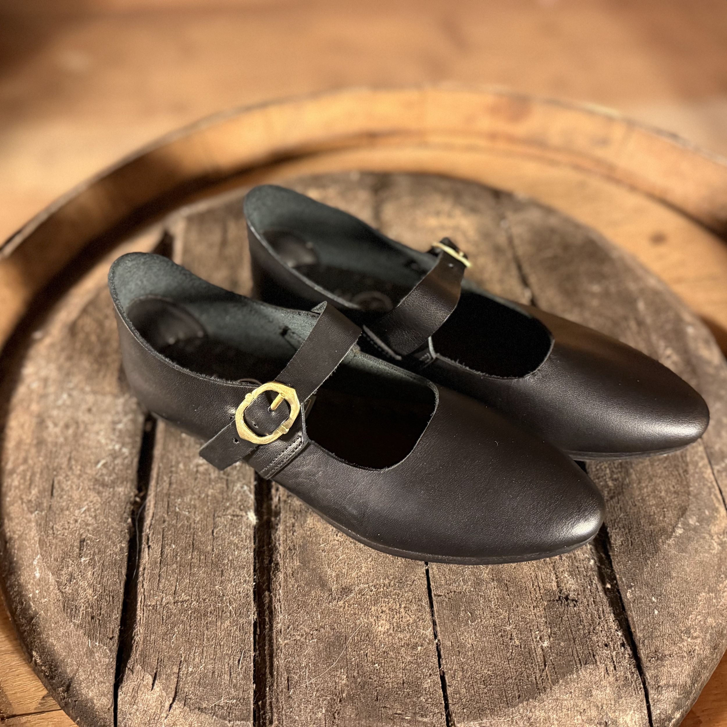 Schwarze Damen-Riemenschuhe Grete