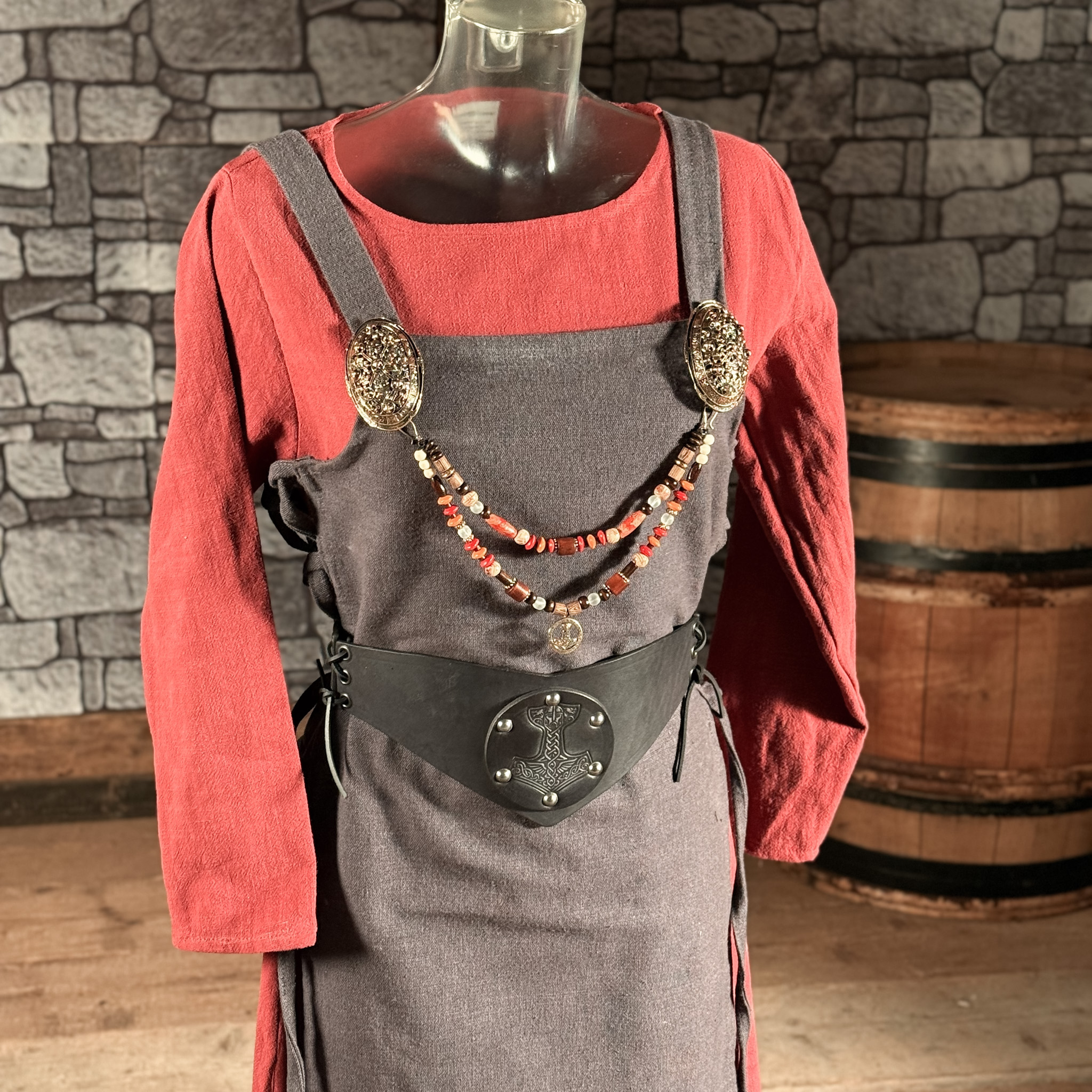 Miedergürtel aus Leder mit Prägung Thorshammer