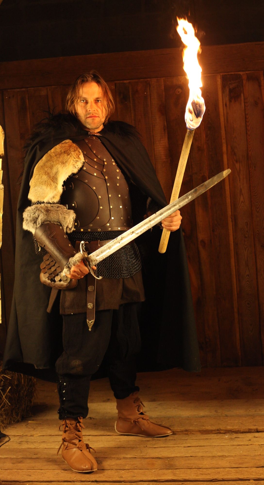 LARP Umhang mit Fellüberwurf