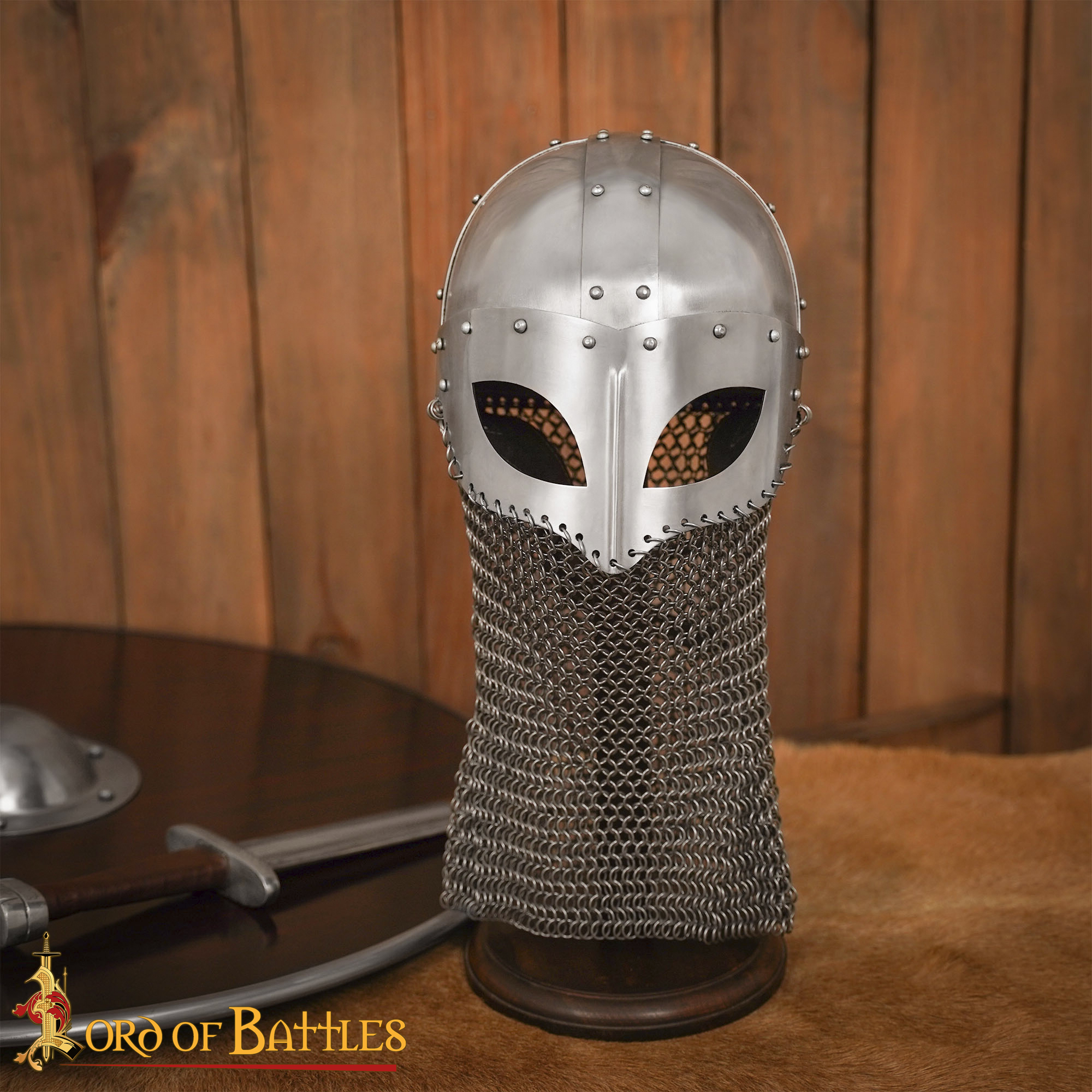 Wikinger Brillenhelm mit Kettengeflecht, 1,3mm