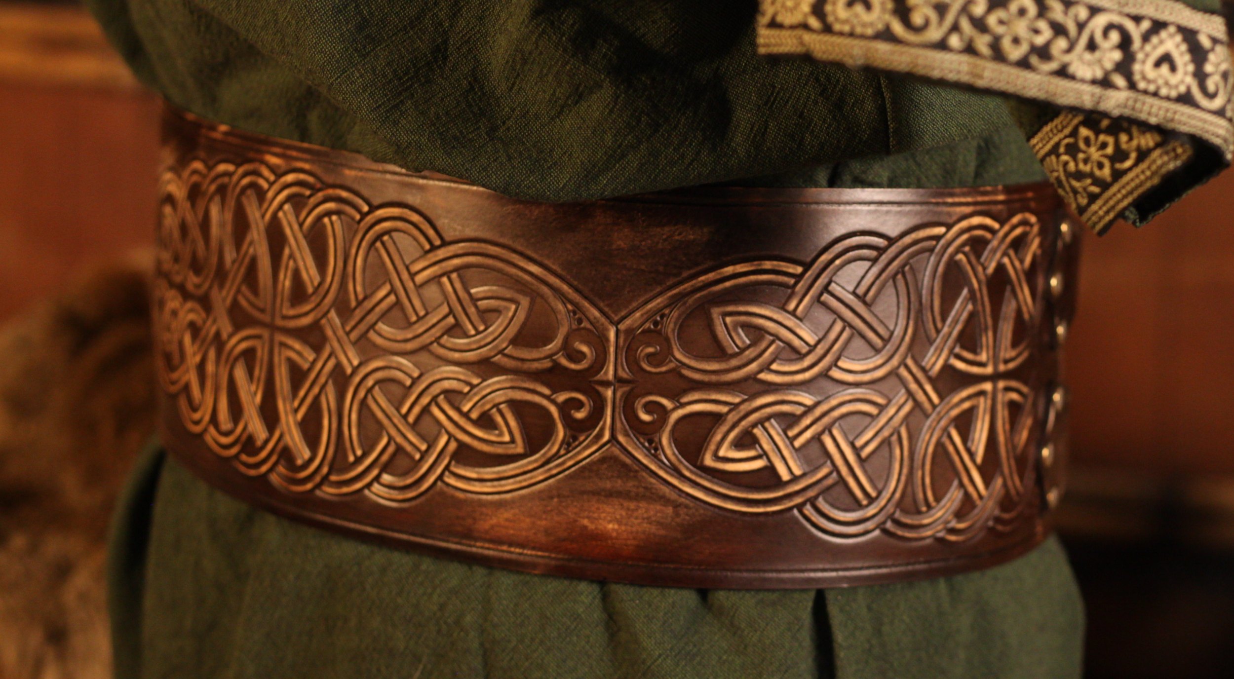 Breiter LARP Ledergürtel, antikbraun