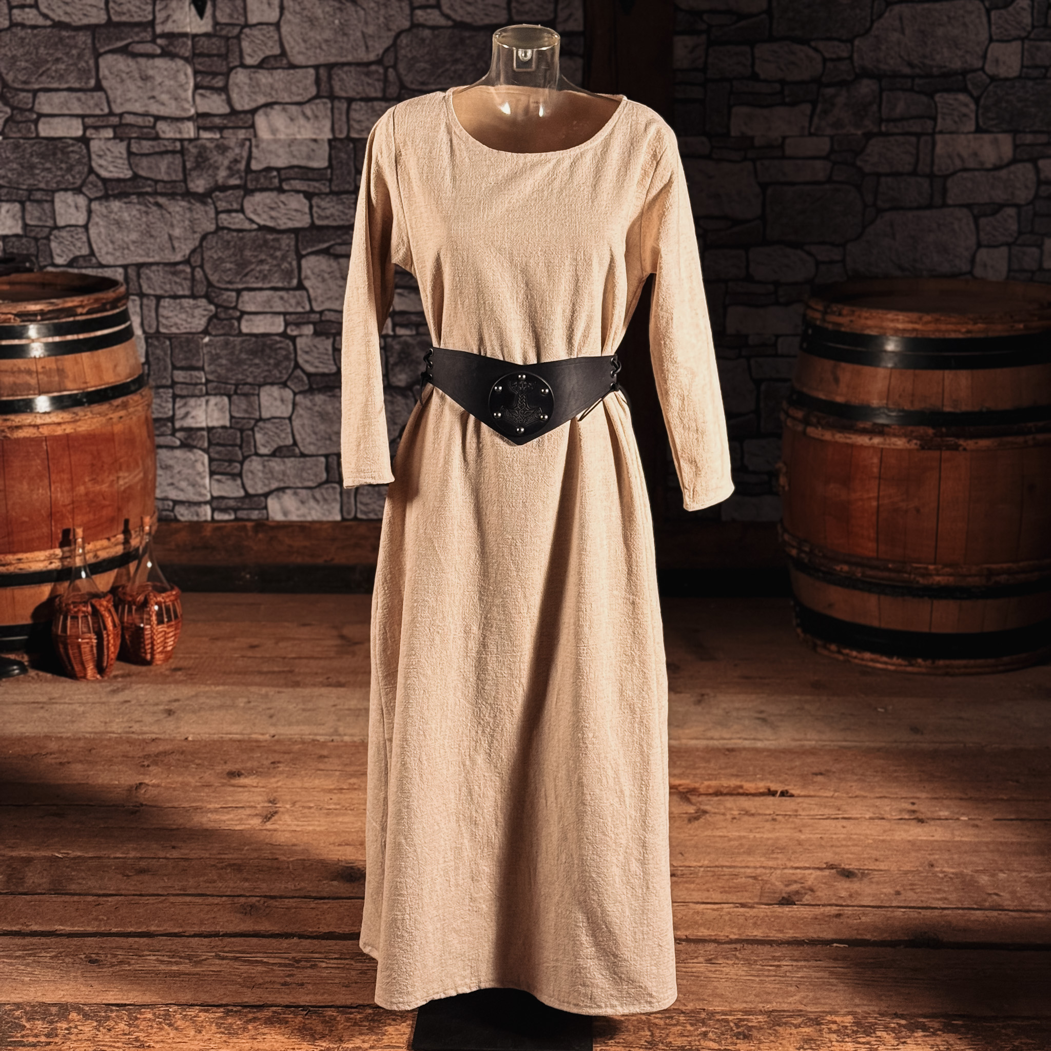 Miedergürtel aus Leder mit Prägung Thorshammer