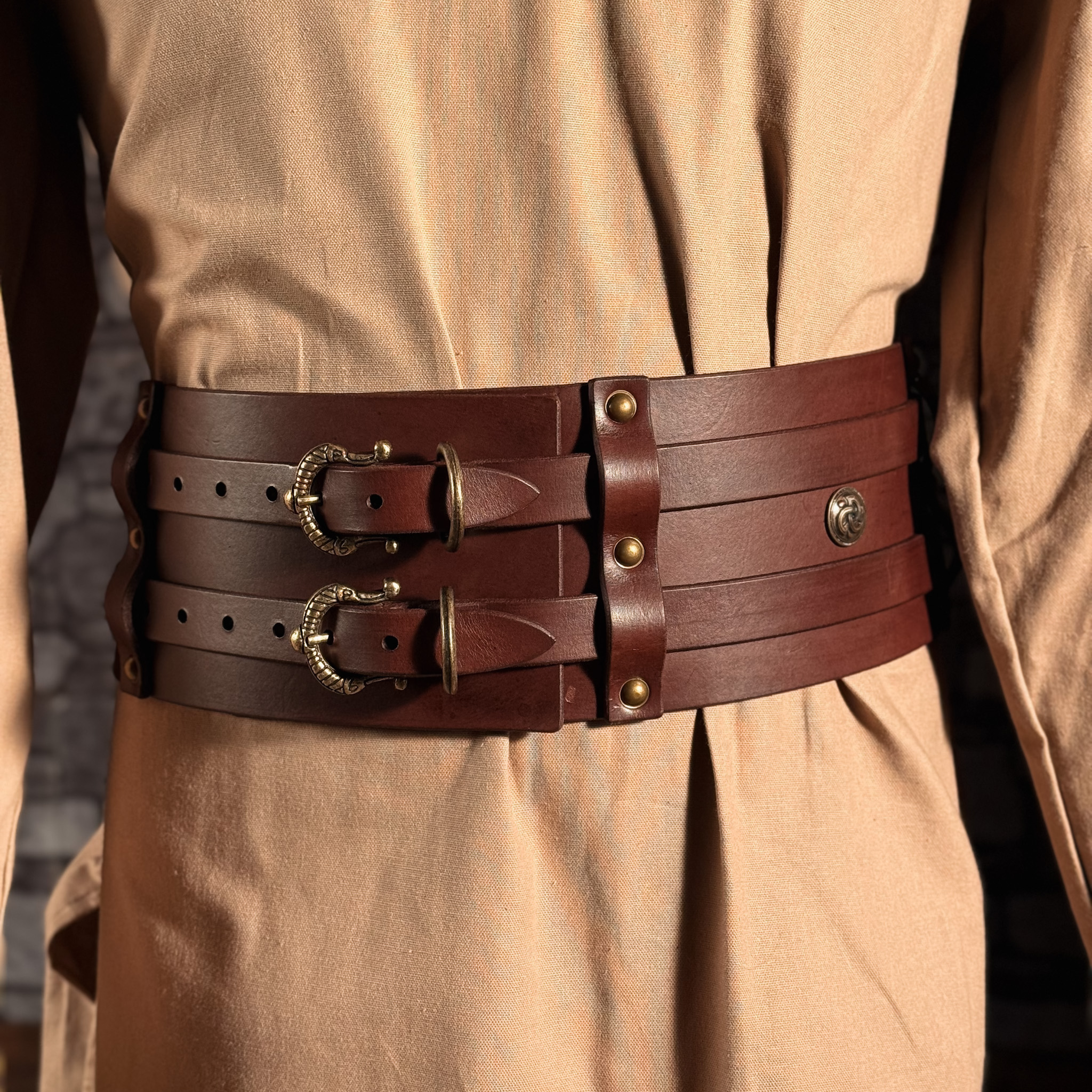 Dunkelbrauner Doppelgürtel Bjarne 11,5cm