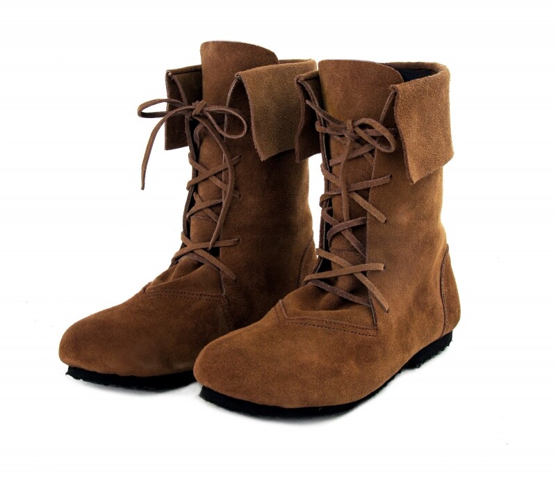 Geschnürte Stulpenstiefel, braun