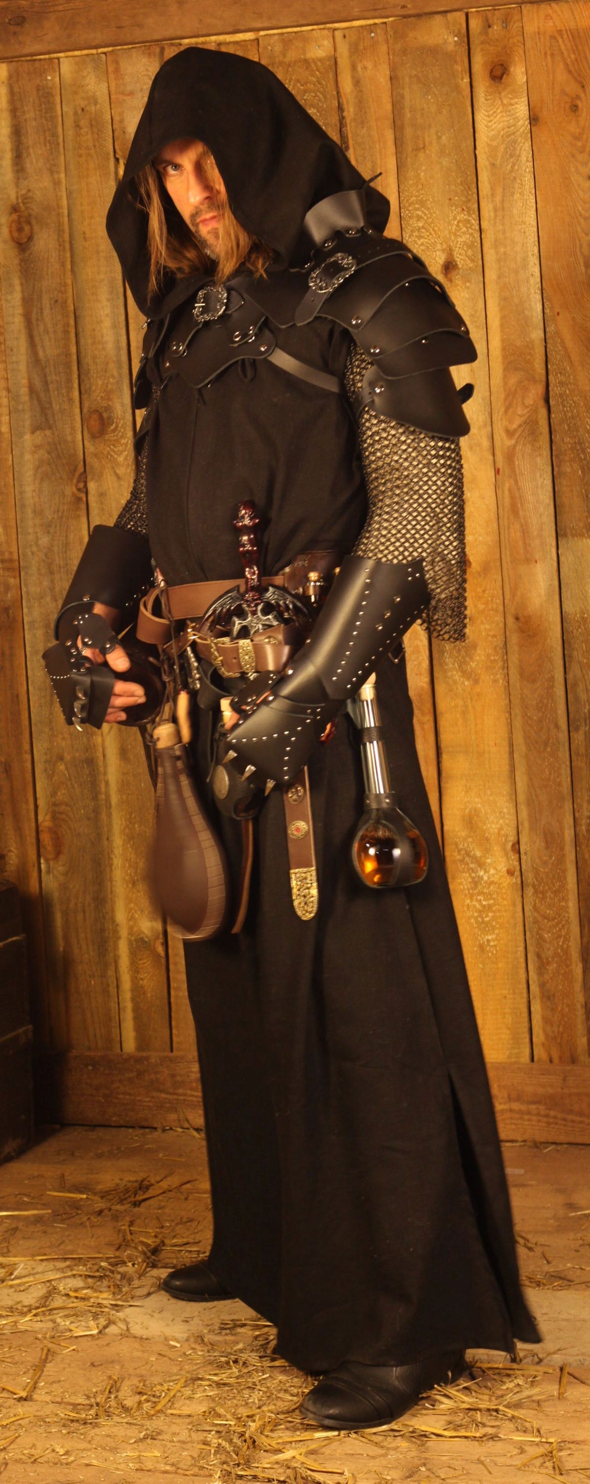 Lederschultern Dieb schwarz