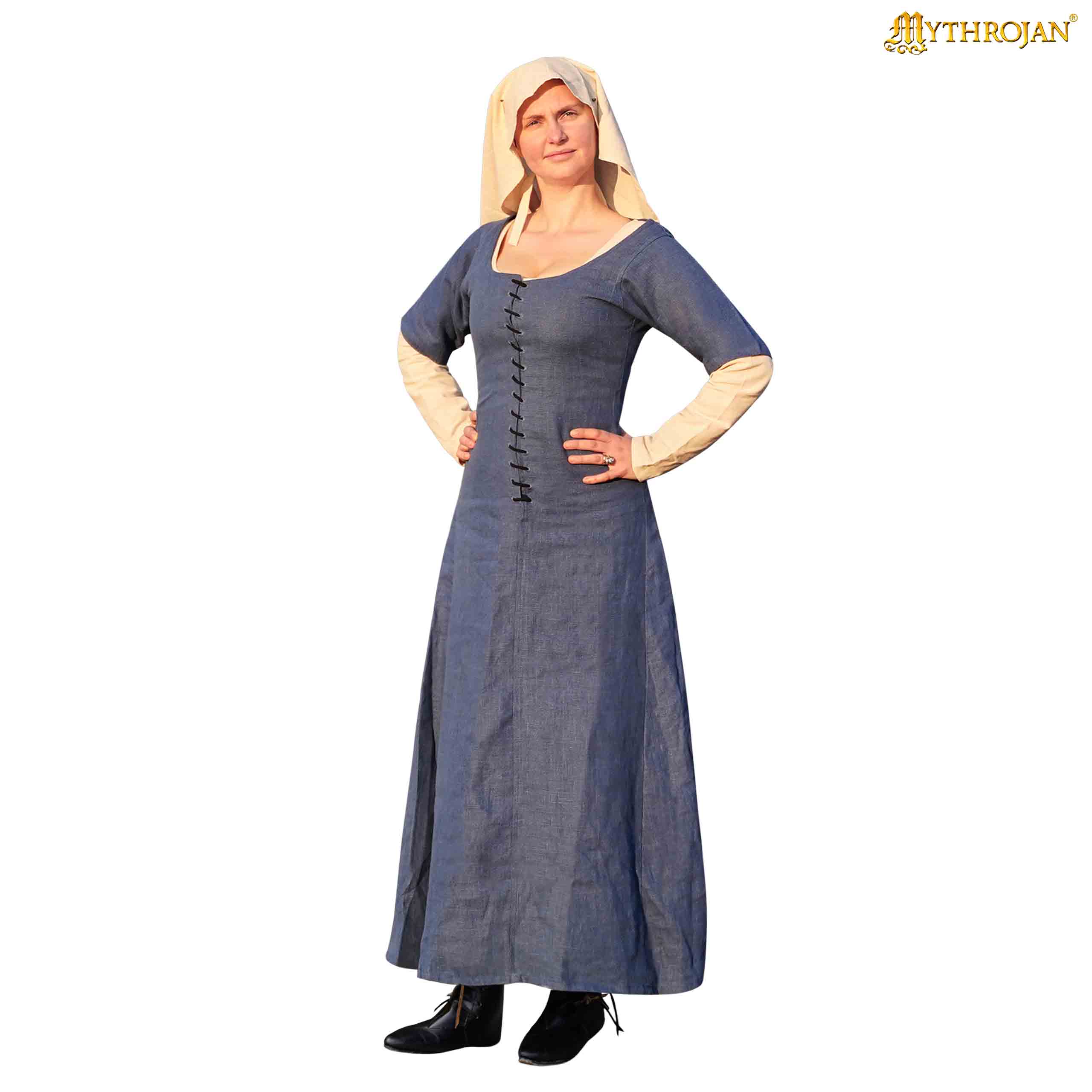 Cotehardie aus Leinen, blau