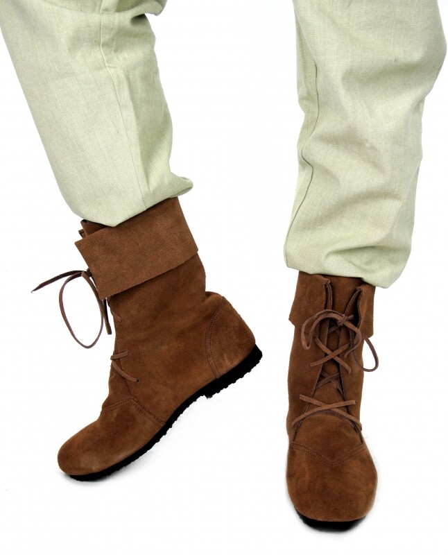 Geschnürte Stulpenstiefel, braun