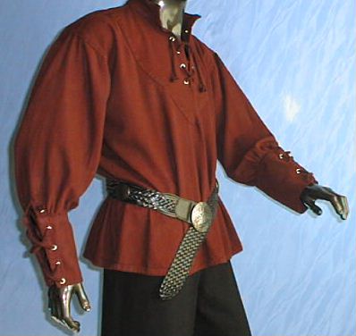 Mittelalterhemd mit Stehkragen, geschnürt