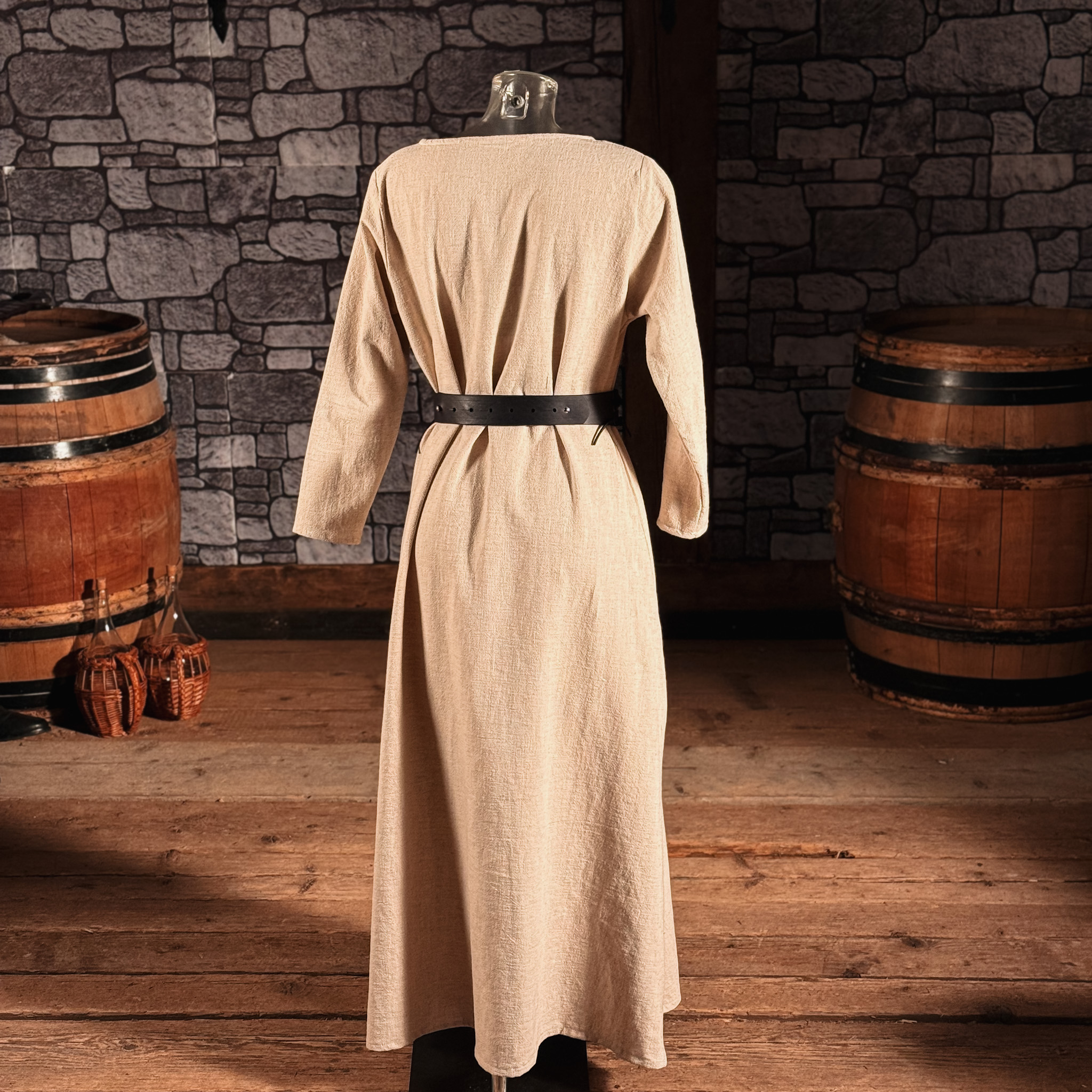 Mittelalterliche Leinenkleid Astrid Natur/Beige