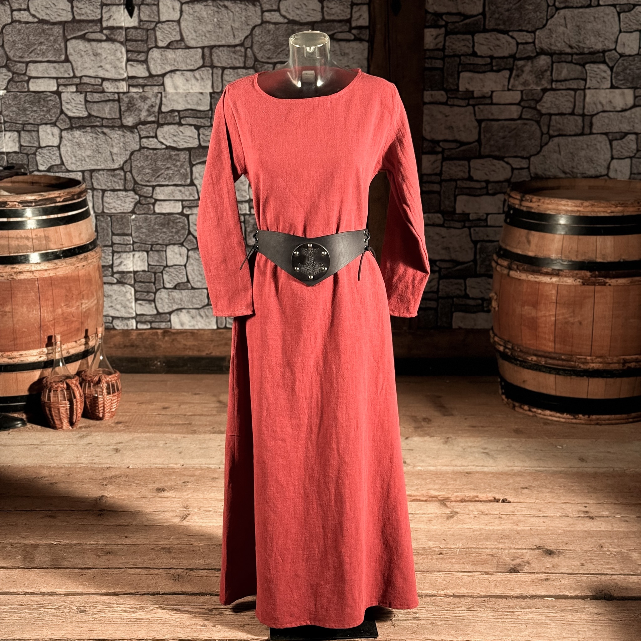 Miedergürtel aus Leder mit Prägung Thorshammer