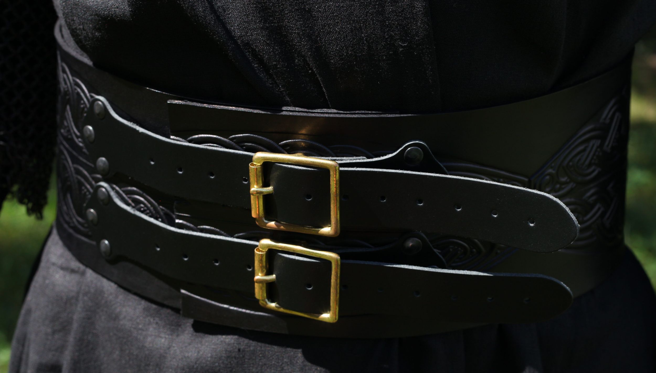 Breiter LARP Ledergürtel, schwarz