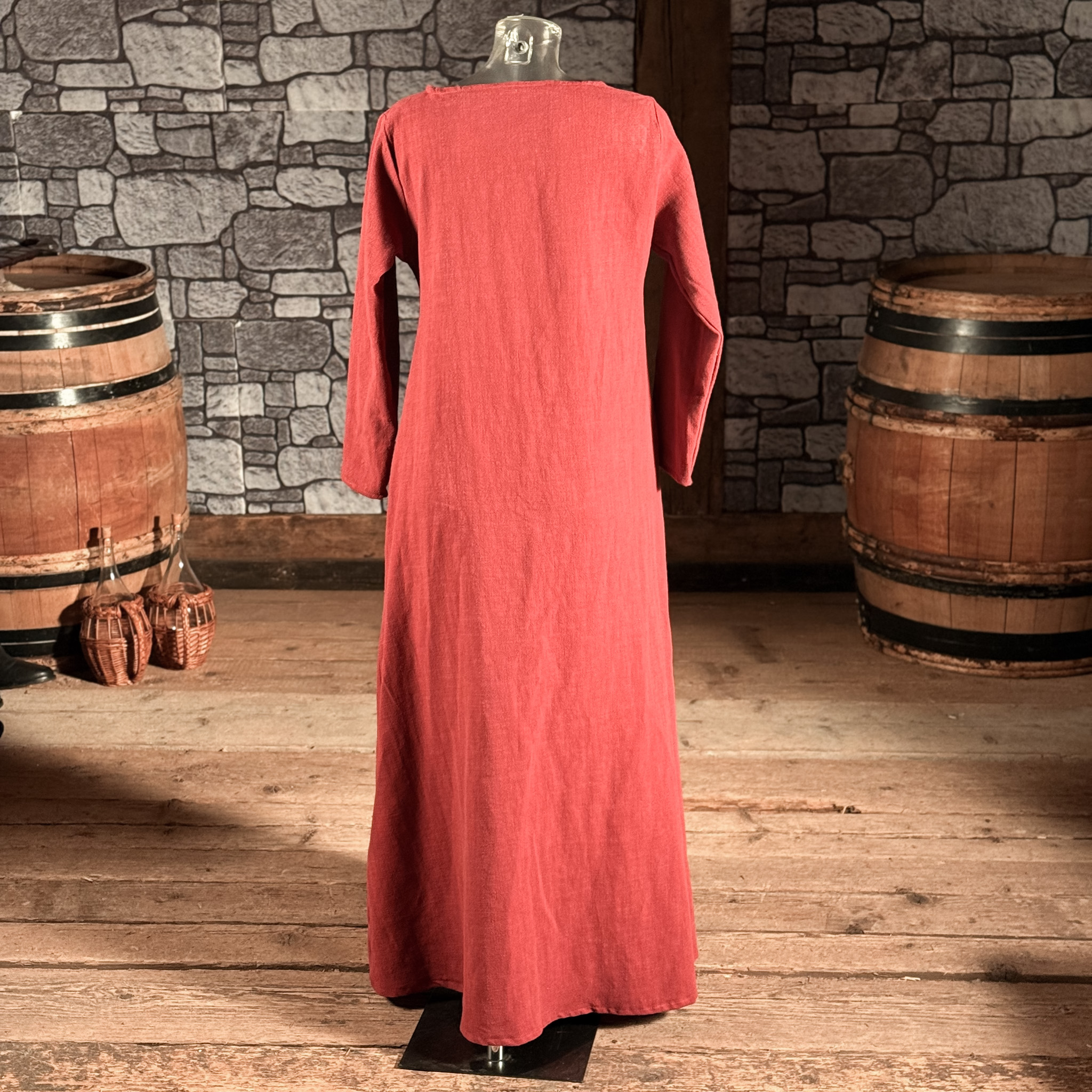 Mittelalterliche Leinenkleid Astrid weinrot