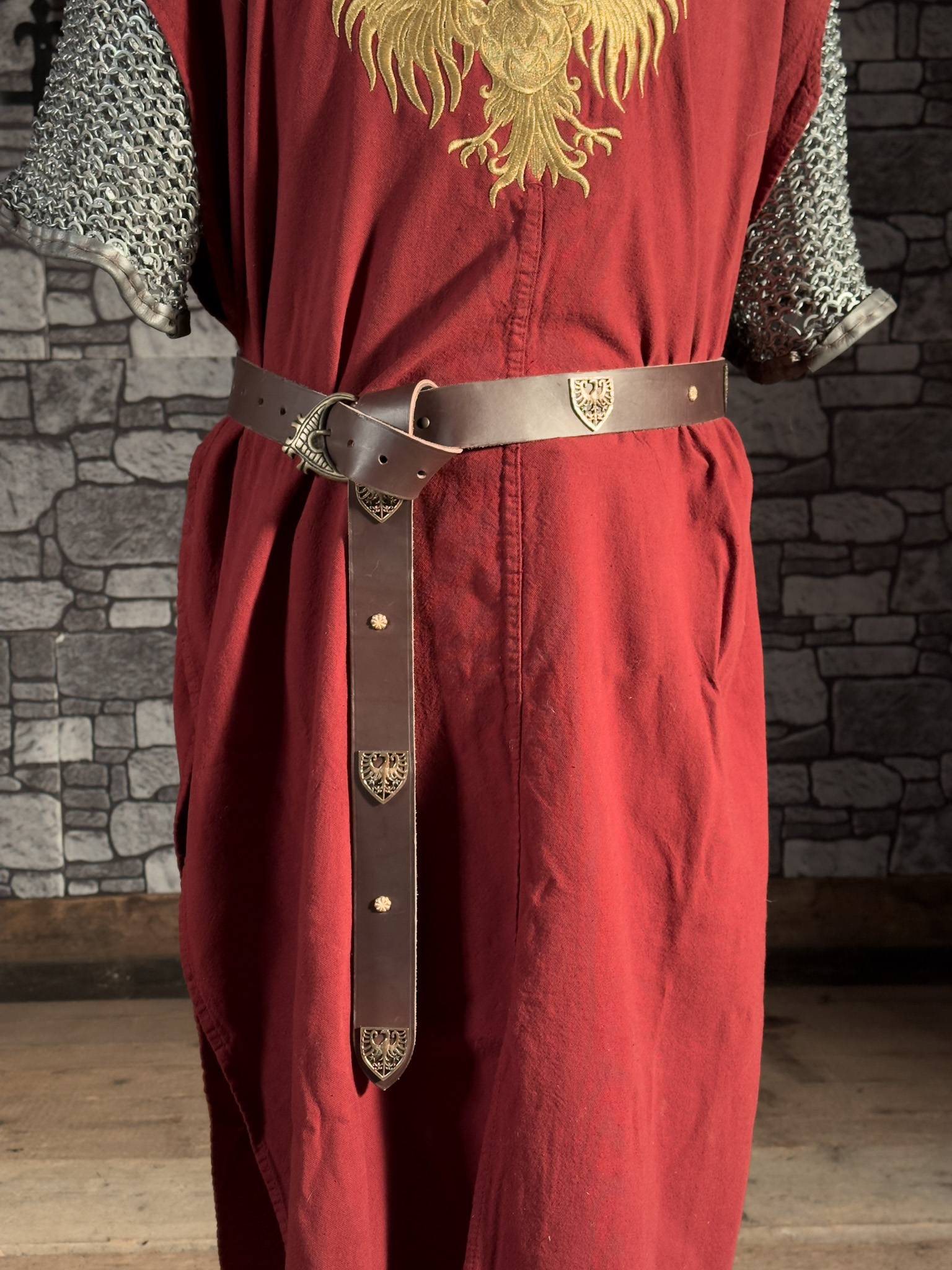 Edler Langgürtel mit Adlerwappen, 4cm, braun