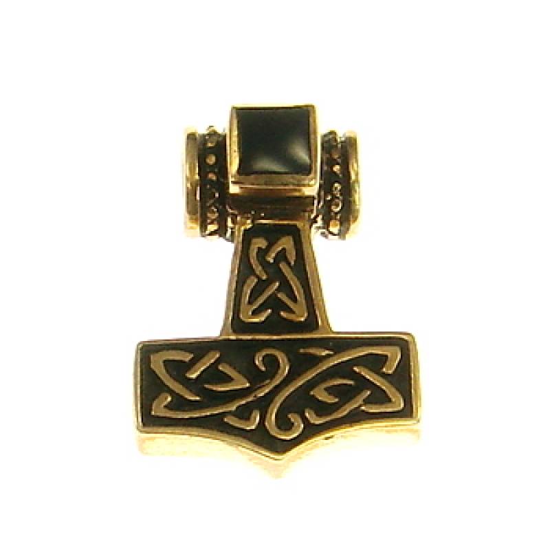 Bronzeanhänger Thorshammer mit Onyx